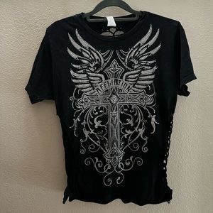 Black Cutout & Rhinestone Affliction Tee